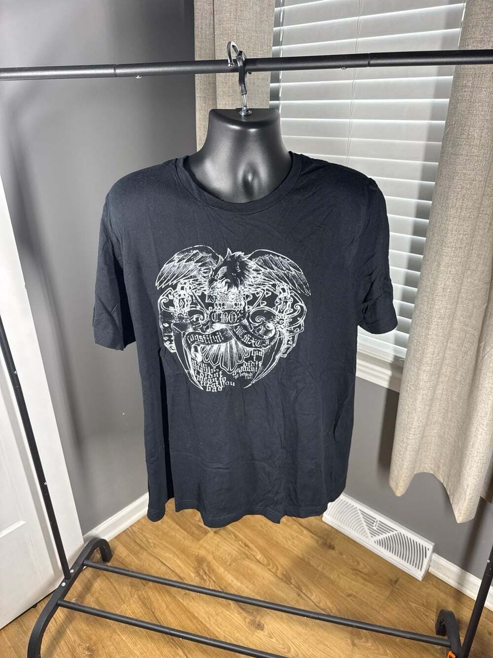 Vintage Single Stitch T Shirt Graphic Large Dragon Black Tee - ,